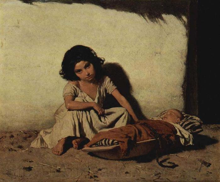 August Xaver Karl von Pettenkofen Zigeunerkinder Spain oil painting art